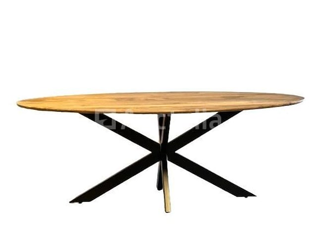 Nieuwe ovale massief houten tafel 180x90x3cm hoogte 77cm - afbeelding 2 van  3