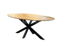 Nieuwe ovale massief houten tafel 180x90x3cm hoogte 77cm - afbeelding 2 van  3