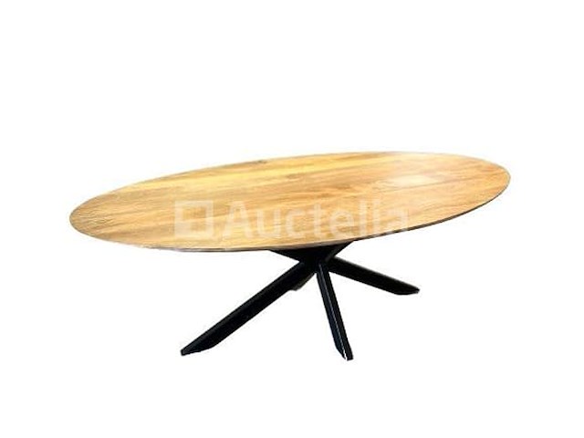 Nieuwe ovale massief houten tafel 180x90x3cm hoogte 77cm - afbeelding 3 van  3
