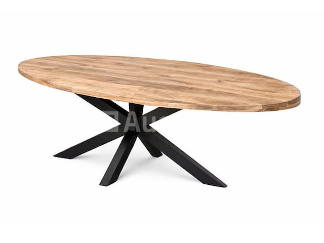 Nieuwe ovale massief houten tafel 260x120x6cm hoogte 77cm - afbeelding 2 van  2