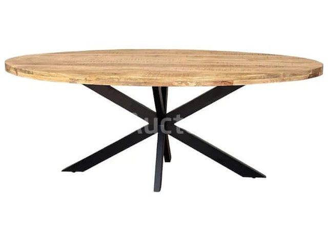 Nieuwe ovale massief houten tafel 260x120x6cm hoogte 77cm - afbeelding 1 van  2