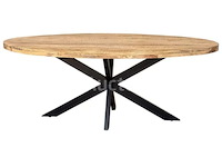 Nieuwe ovale massief houten tafel 260x120x6cm hoogte 77cm - afbeelding 1 van  2