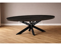 Nieuwe ovale tafel van massief zwart mangohout 240x110x76cm - afbeelding 1 van  1