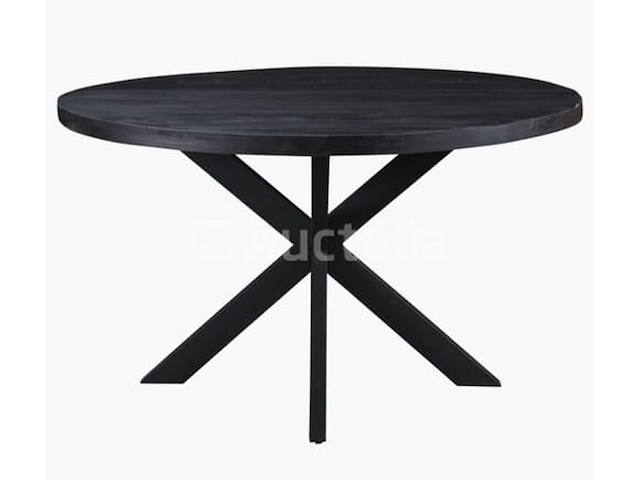 Nieuwe ronde tafel massief hout zwart 120x6x77cm - afbeelding 1 van  2