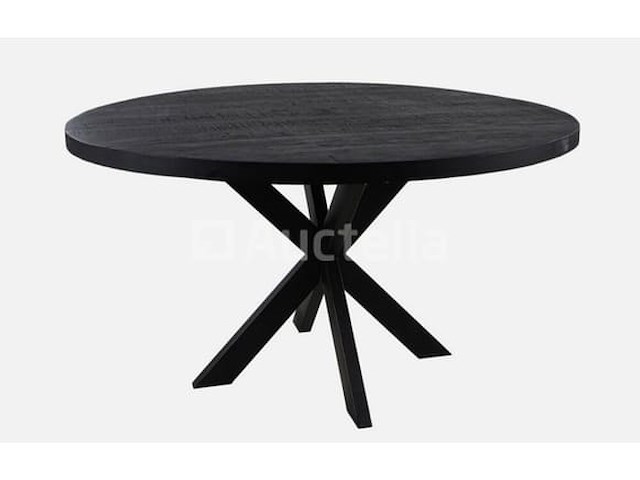 Nieuwe ronde tafel massief hout zwart 150x6x77cm - afbeelding 1 van  2