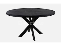 Nieuwe ronde tafel massief hout zwart 150x6x77cm - afbeelding 1 van  2