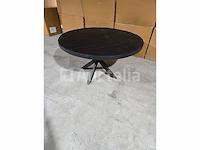Nieuwe ronde tafel massief hout zwart 150x6x77cm - afbeelding 1 van  3
