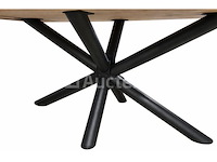 Nieuwe tafel massief hout eikenhout en zwarte epoxy 200x100x3,8 cm hoogte 77 cm - afbeelding 4 van  5