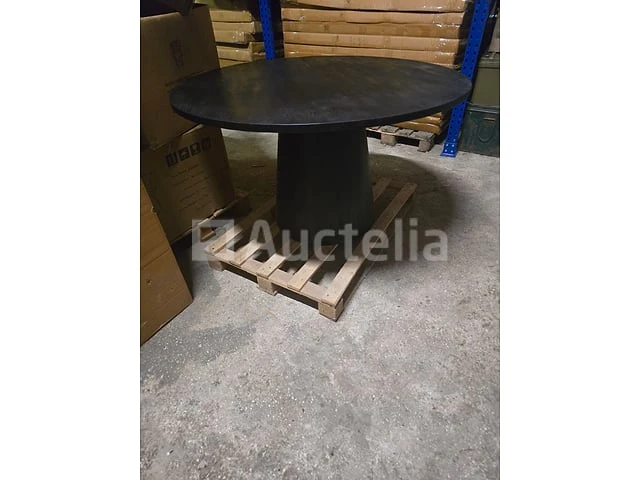 Nieuwe tafel, paddenstoel, massief mangohout zwart 130x77cm - afbeelding 1 van  1