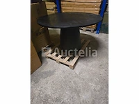 Nieuwe tafel, paddenstoel, massief mangohout zwart 130x77cm - afbeelding 1 van  1