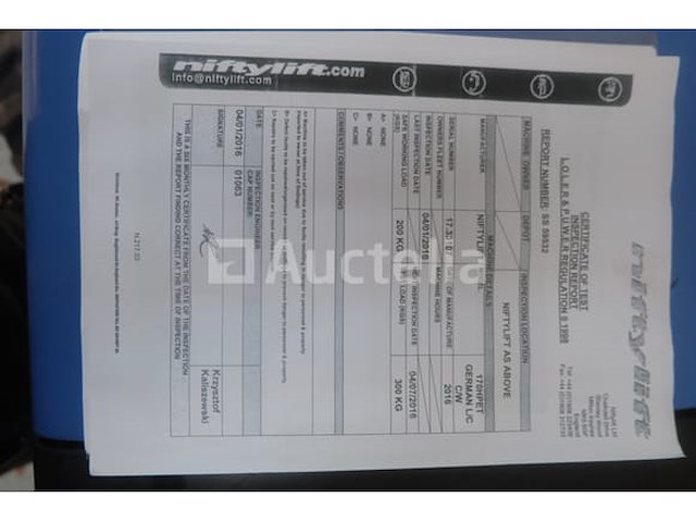 Niftylift luchtwerkplatform beperkt (ref: v1) (vin : sln170hpefm033107(01)) - afbeelding 41 van  48