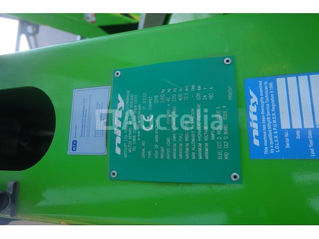 Niftylift luchtwerkplatform beperkt (ref: v1) (vin : sln170hpefm033107(01)) - afbeelding 48 van  48