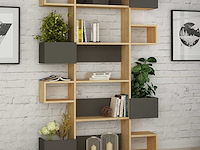 Niho boekenplank | 100% melamine | eiken, antraciet - afbeelding 1 van  4