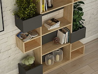 Niho boekenplank | 100% melamine | eiken, antraciet - afbeelding 2 van  4