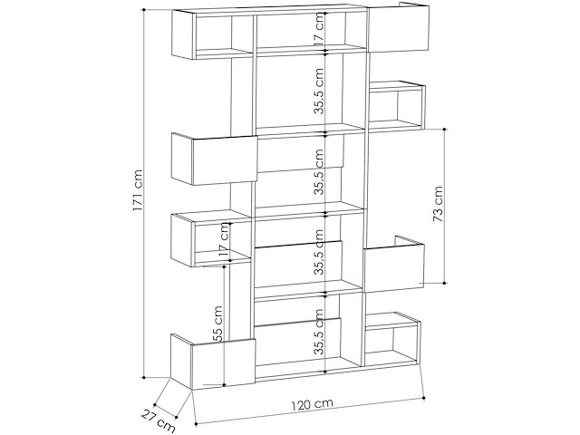 Niho boekenplank | 100% melamine | eiken, antraciet - afbeelding 4 van  4