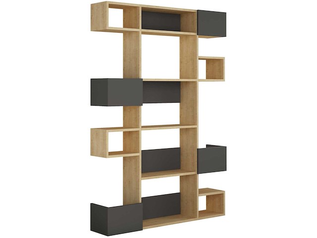 Niho boekenplank | 100% melamine | eiken, antraciet - afbeelding 3 van  4
