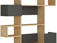 Niho boekenplank | 100% melamine | eiken, antraciet - afbeelding 3 van  4
