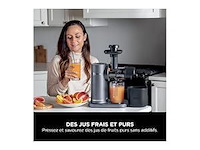 Ninja cold press juicer with 700 ml jug and 1.1l pulp container, make fresh juices, drinks and healthy shots, compact, dishwasher safe and removable parts, grey - afbeelding 2 van  2