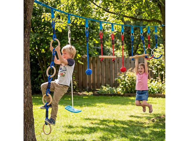 Ninja hindernisbaan voor 10 meter volledige zipline kit lading 100 kg - afbeelding 1 van  6