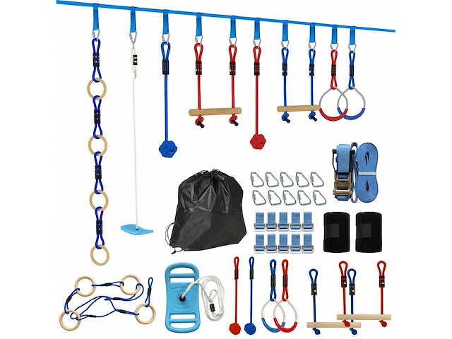 Ninja hindernisbaan voor 10 meter volledige zipline kit lading 100 kg - afbeelding 2 van  6