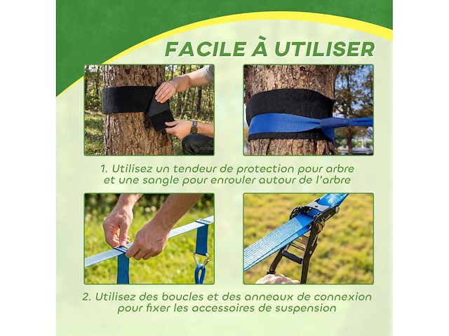 Ninja hindernisbaan voor 10 meter volledige zipline kit lading 100 kg - afbeelding 5 van  6