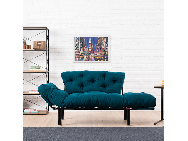 Nitta 2-zits slaapbank | metalen frame | petrolblauw - afbeelding 3 van  7