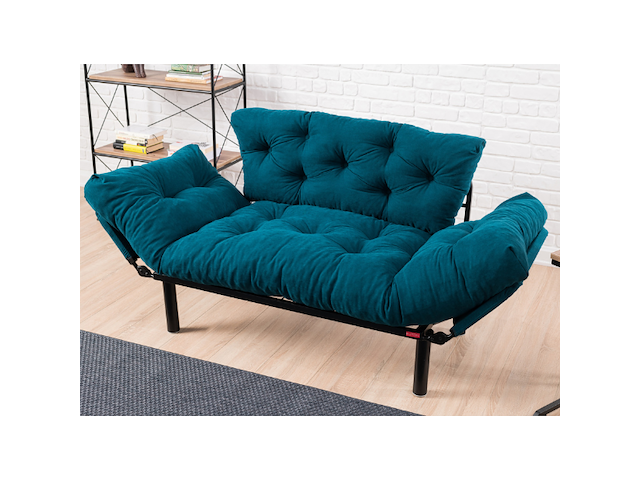 Nitta 2-zits slaapbank | metalen frame | petrolblauw - afbeelding 5 van  7