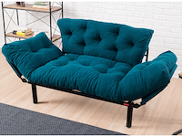 Nitta 2-zits slaapbank | metalen frame | petrolblauw - afbeelding 5 van  7