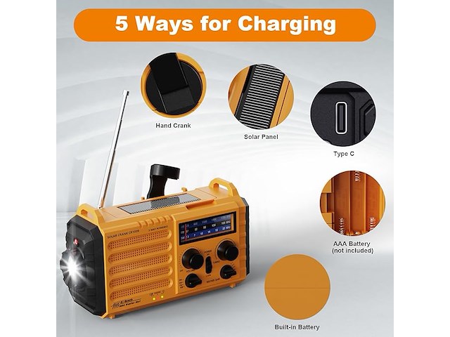 Noaa/am/fm/sw digitale weeralarmradio - afbeelding 3 van  5