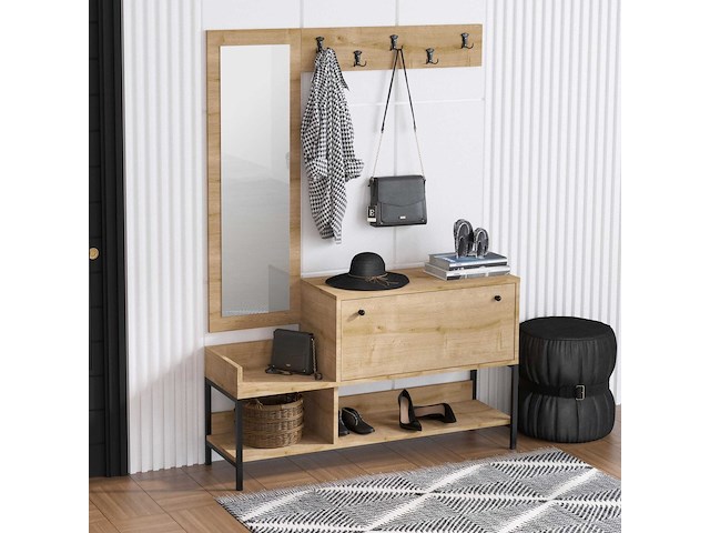Nonso schoenenkast | 100% melamine | saffier eiken - afbeelding 2 van  4
