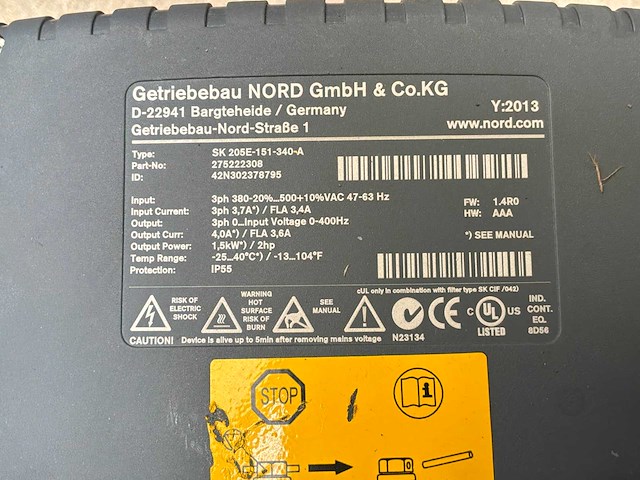 Nord drivesystems sk 92372azd-80lh/4 motorreductie met frequentieregelaar - afbeelding 8 van  8