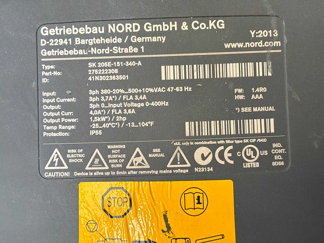 Nord drivesystems sk 92372azd-80lh/4 motorreductie met frequentieregelaar - afbeelding 8 van  8
