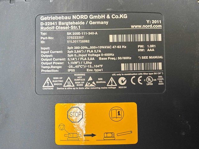 Nord drivesystems sk 92372azd-90sh/4 motorreductie met frequentieregelaar - afbeelding 8 van  8