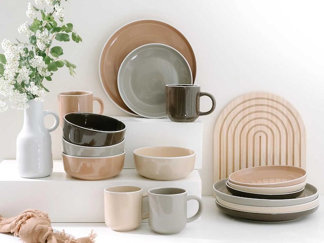 Nordic mocha mos, 16-delig servies, steengoed - afbeelding 1 van  6