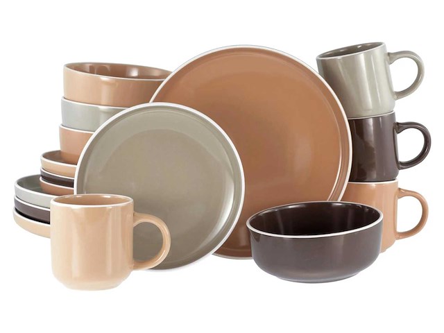 Nordic mocha mos, 16-delig servies, steengoed - afbeelding 2 van  6