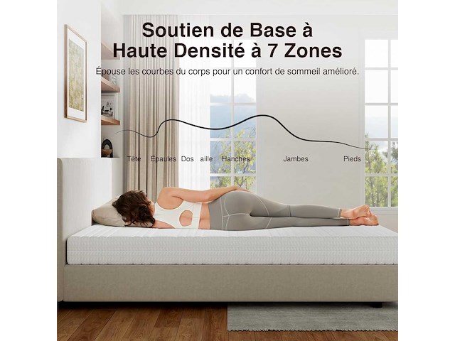 Novilla 7-zone schuimmatras 90x190 cm, 12 cm, ademend afneembaar bekleding wasbaar op 60° - oeko-tex & certipur-us gecertificeerd - afbeelding 4 van  6