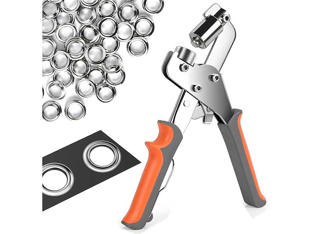 Ntg zeilringtangset (ø 10 mm)ringtang van gehard staal, inclusief 200 zeilringen (ringtang + 200 ringen) - afbeelding 1 van  2