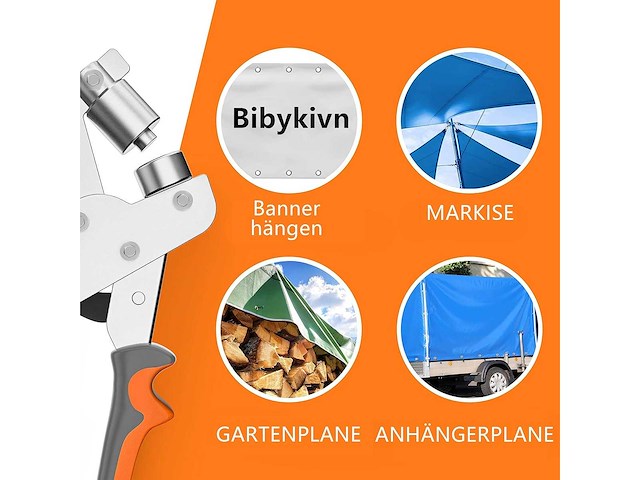 Ntg zeilringtangset (ø 10 mm)ringtang van gehard staal, inclusief 200 zeilringen (ringtang + 200 ringen) - afbeelding 2 van  2