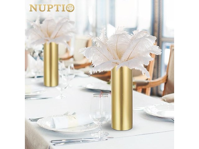 Nuptio gouden vaas bruiloft centrepieces: 2 stuks 32cm - afbeelding 4 van  4