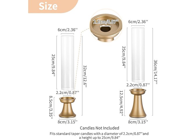 Nuptio orkaan kandelaar goud 6 stuks - afbeelding 2 van  7