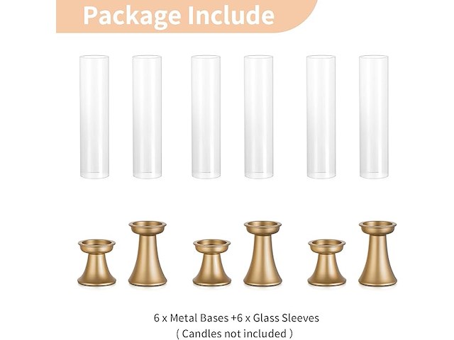 Nuptio orkaan kandelaar goud 6 stuks - afbeelding 3 van  7