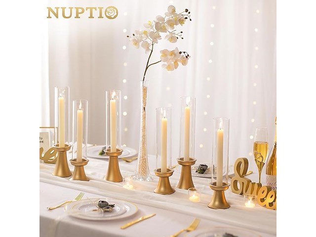 Nuptio orkaan kandelaar goud 6 stuks - afbeelding 4 van  7