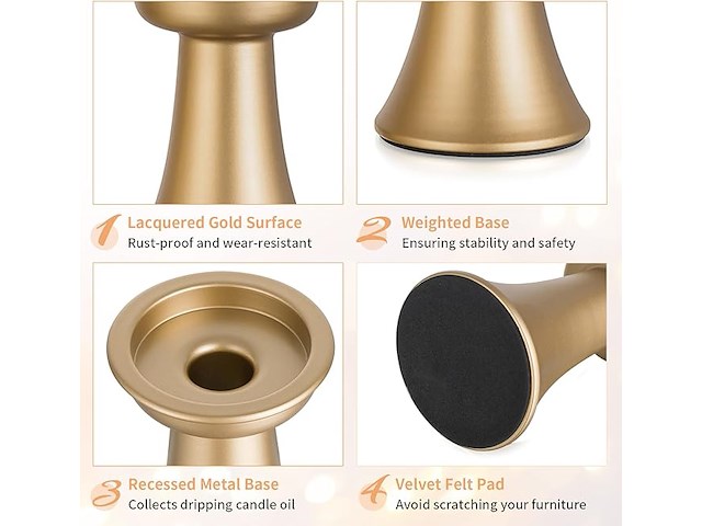 Nuptio orkaan kandelaar goud 6 stuks - afbeelding 6 van  7