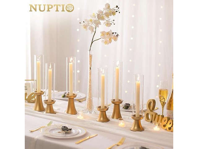 Nuptio orkaan kandelaar goud 6 stuks - afbeelding 4 van  7