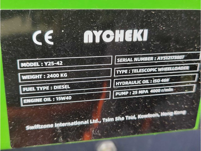 Nycheki y25-42 telescopische kniklader 4x4 - snelwissel - laadbak + palletvork - afbeelding 5 van  17