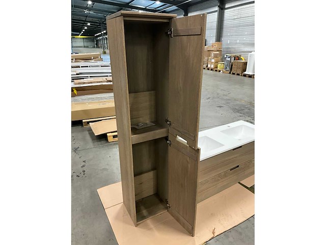 Oak4u badkamerkast met wastafel kolomkast en spiegel - afbeelding 2 van  11