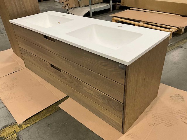 Oak4u badkamerkast met wastafel kolomkast en spiegel - afbeelding 6 van  11