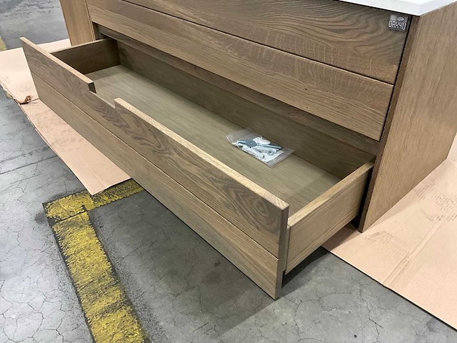 Oak4u badkamerkast met wastafel kolomkast en spiegel - afbeelding 10 van  11