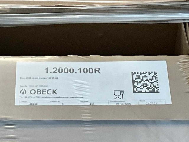 Obeck dose 100 sp400 pet rood transparant 2000ml (7968x) - afbeelding 4 van  4