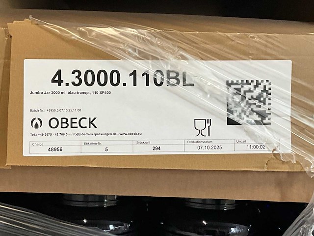 Obeck jumbo jar pet blauw transparant 3000ml (1078x) - afbeelding 4 van  5